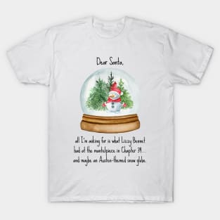 Funny Jane Austen Christmas design with snow globe T-Shirt